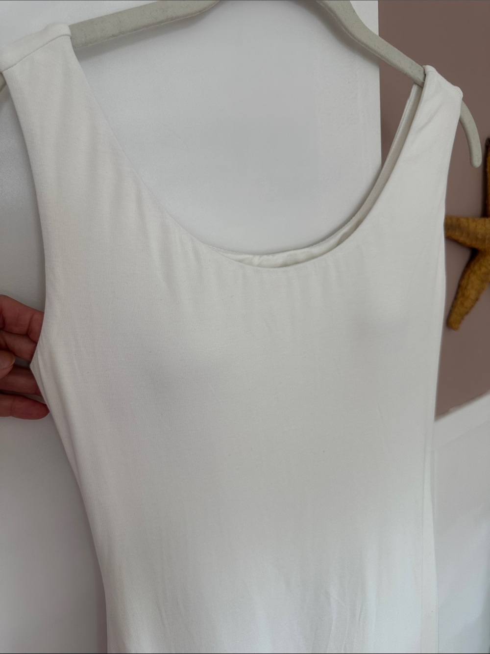 OGL White Sleeveless Midi Dress, bra top dress, ivory tank dress - Picture 4 of 15